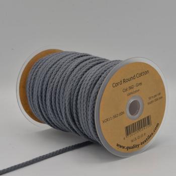 Preview: Kordel rund 6 mm in Grau, aufgerollt neben weiteren Farben der Reihe